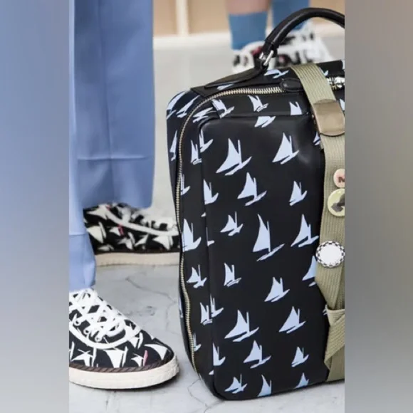 MARNI Spring/Summer 2018 Unisex Blue Leather Sailboat Patterned Satchel Bag - Picture 5 of 17